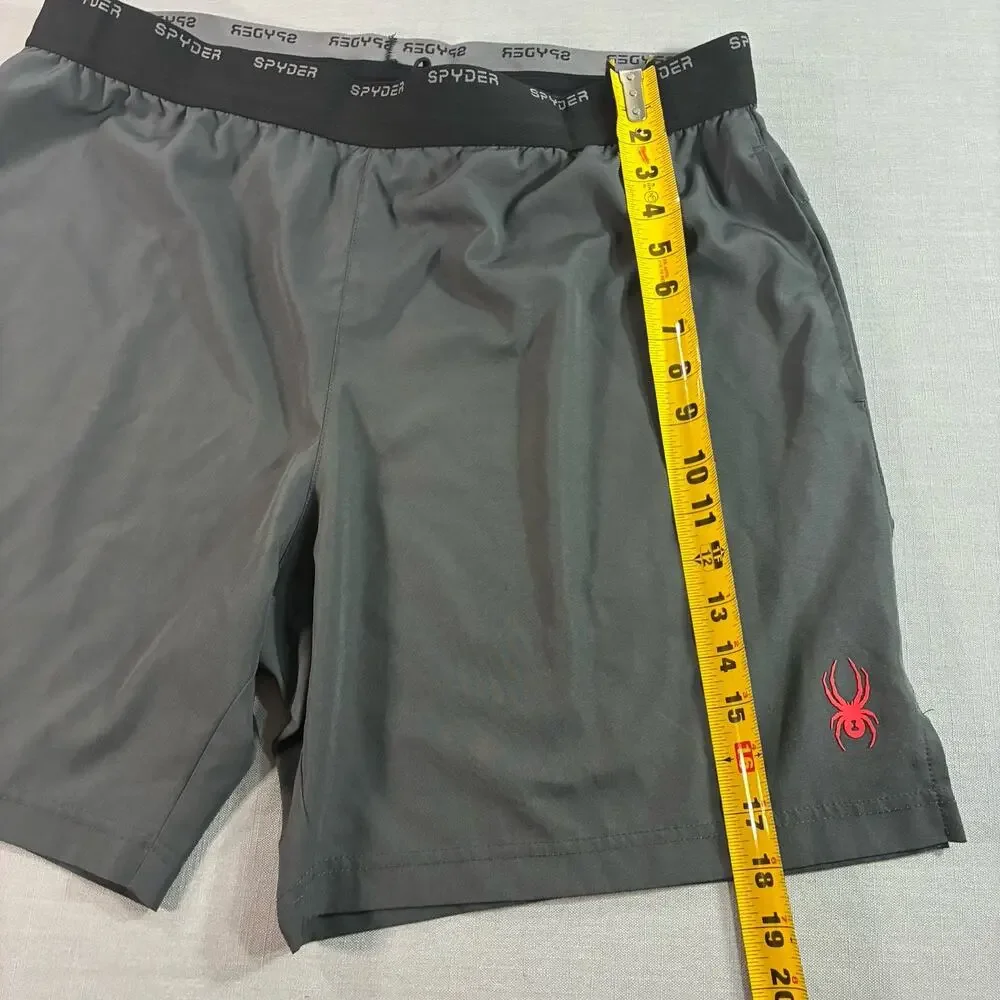 Spyder Active Performance Shorts Men's XL Gray Red Moisture Wicking